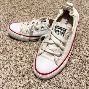 Converse All Star White and Red Slip on Shoes